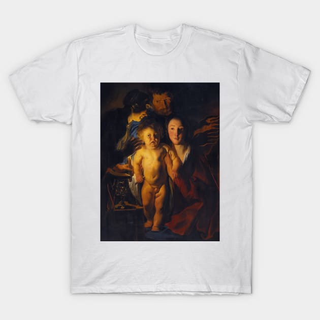 The Holy Family by Candlelight by Jacob Jordaens T-Shirt by Classic Art Stall